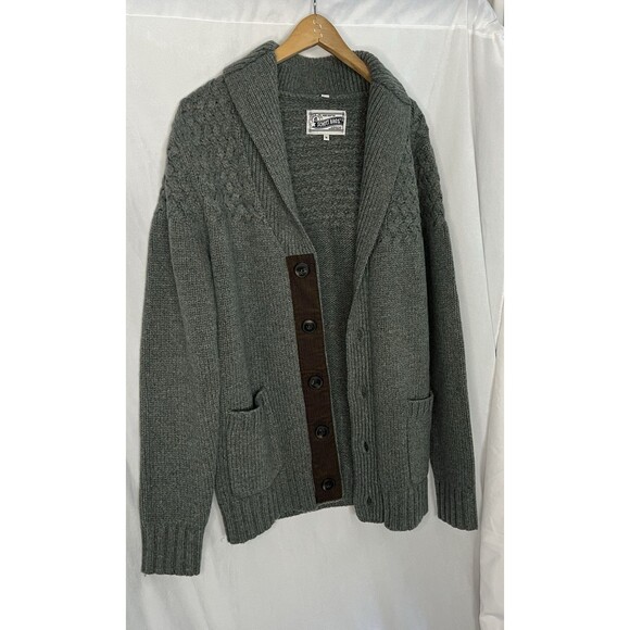 VTG Schott Bros Wool Blend Cardigan sweater corduroy accents button down Medium - Picture 2 of 8